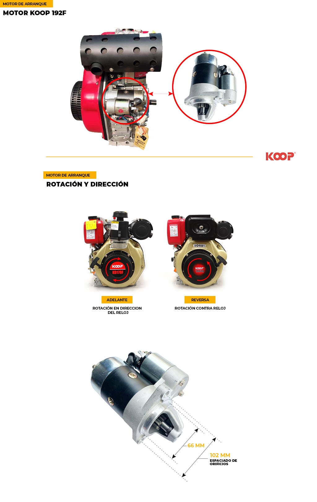 Motor de arranque Koop 192F BURUZU MOTORS